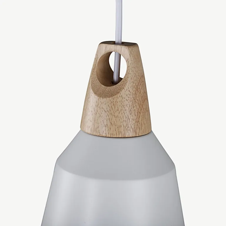 Valge terasest rippvalgusti pähklivärvi detailiga Naol (ø16 cm) - 15500-800