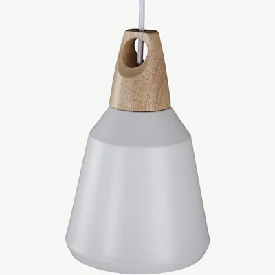 Valge terasest rippvalgusti pähklivärvi detailiga Naol (ø16 cm) - 15500-800