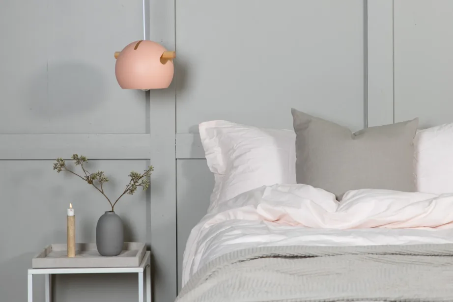 Tolmuroosa rippvalgusti Tubbie pähklipuidu detailiga, D23 cm, terasest, 15506-809 – 5