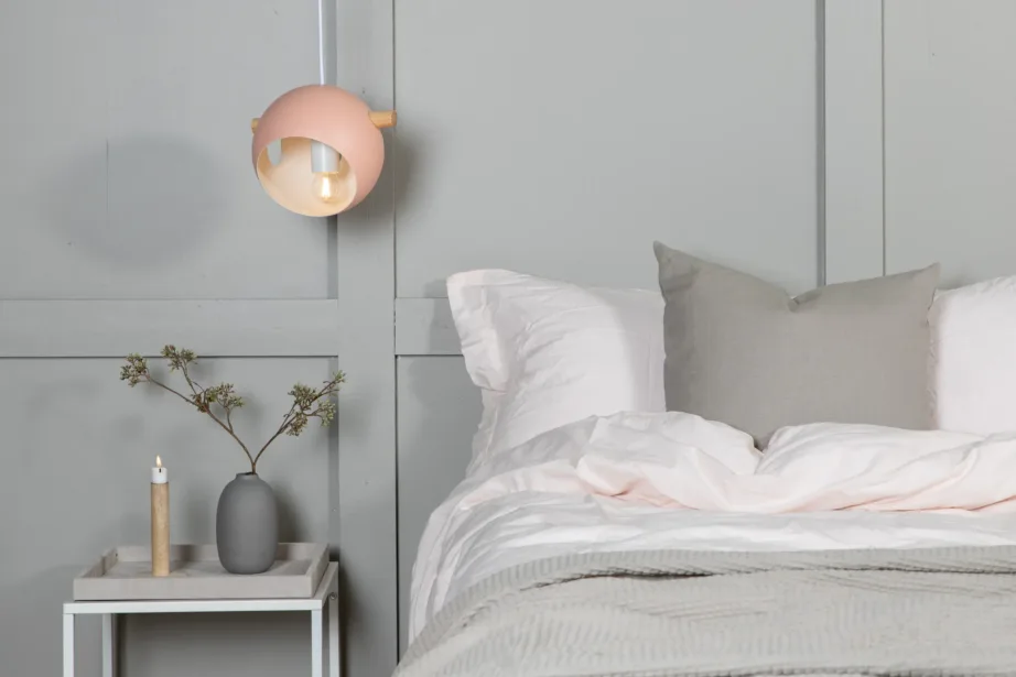 Tolmuroosa rippvalgusti Tubbie pähklipuidu detailiga, D23 cm, terasest, 15506-809 – 6