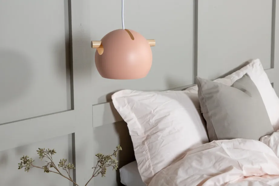 Tolmuroosa rippvalgusti Tubbie pähklipuidu detailiga, D23 cm, terasest, 15506-809 – 7