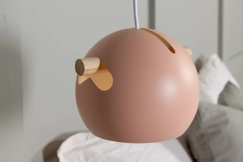 Tolmuroosa rippvalgusti Tubbie pähklipuidu detailiga, D23 cm, terasest, 15506-809 – 8