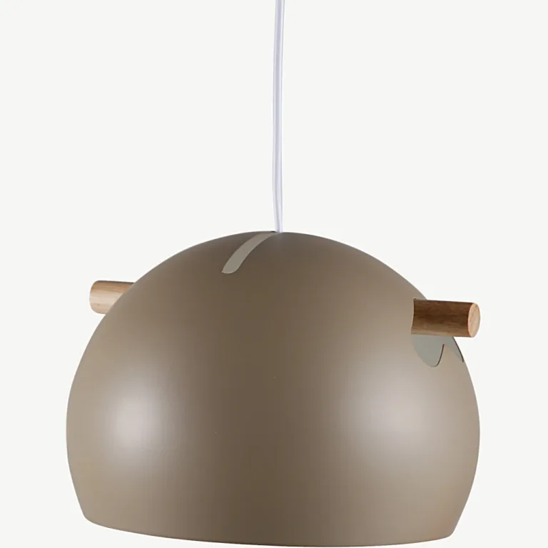 Beežist terasest Tubbie rippvalgusti pähklipuu detailiga, ø29 cm - 15506-880