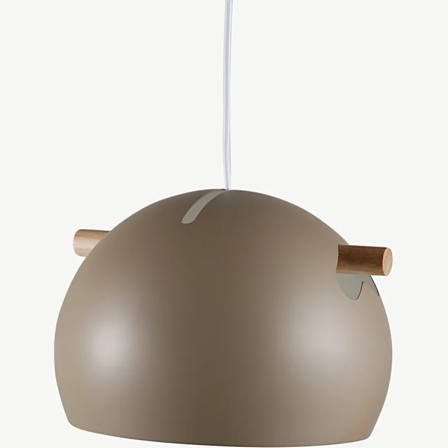 Beežist terasest Tubbie rippvalgusti pähklipuu detailiga, ø29 cm, 15506-880 – 3