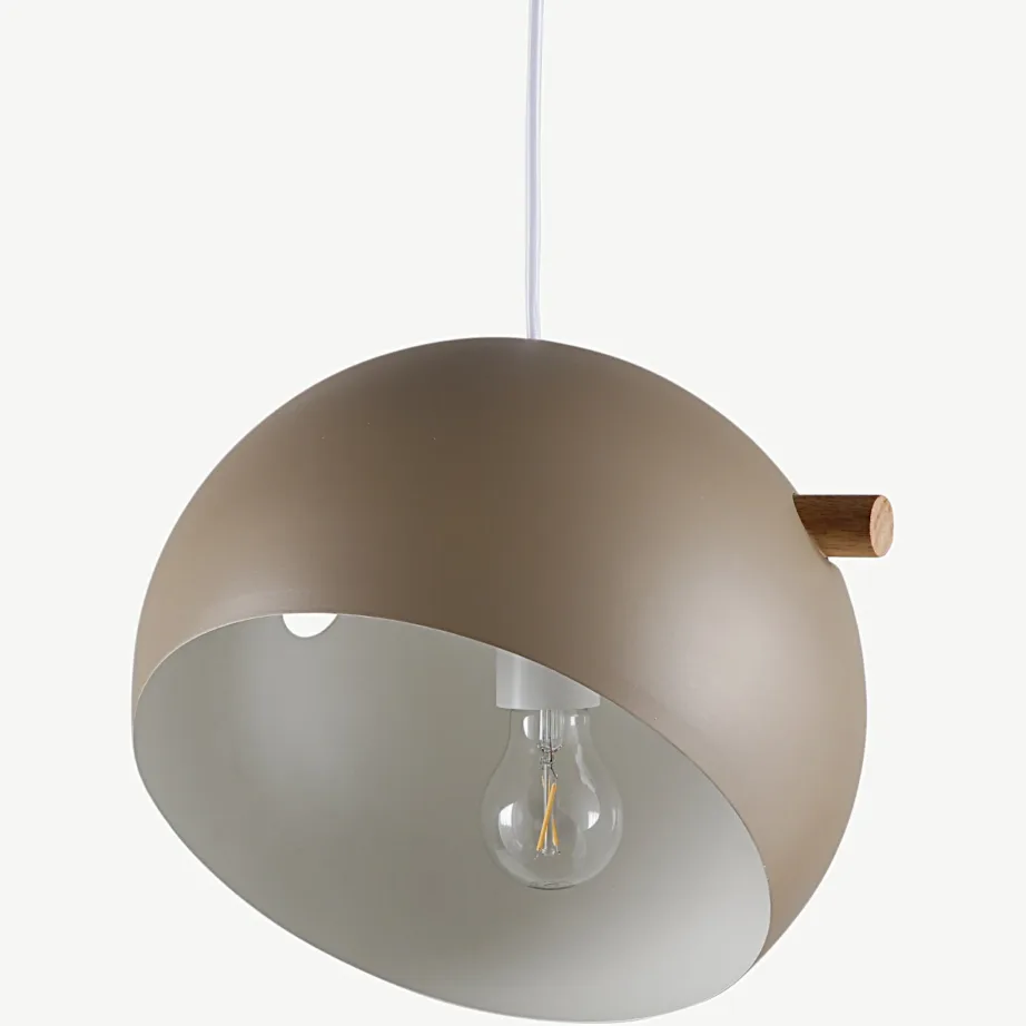 Beežist terasest Tubbie rippvalgusti pähklipuu detailiga, ø29 cm, 15506-880 – 4