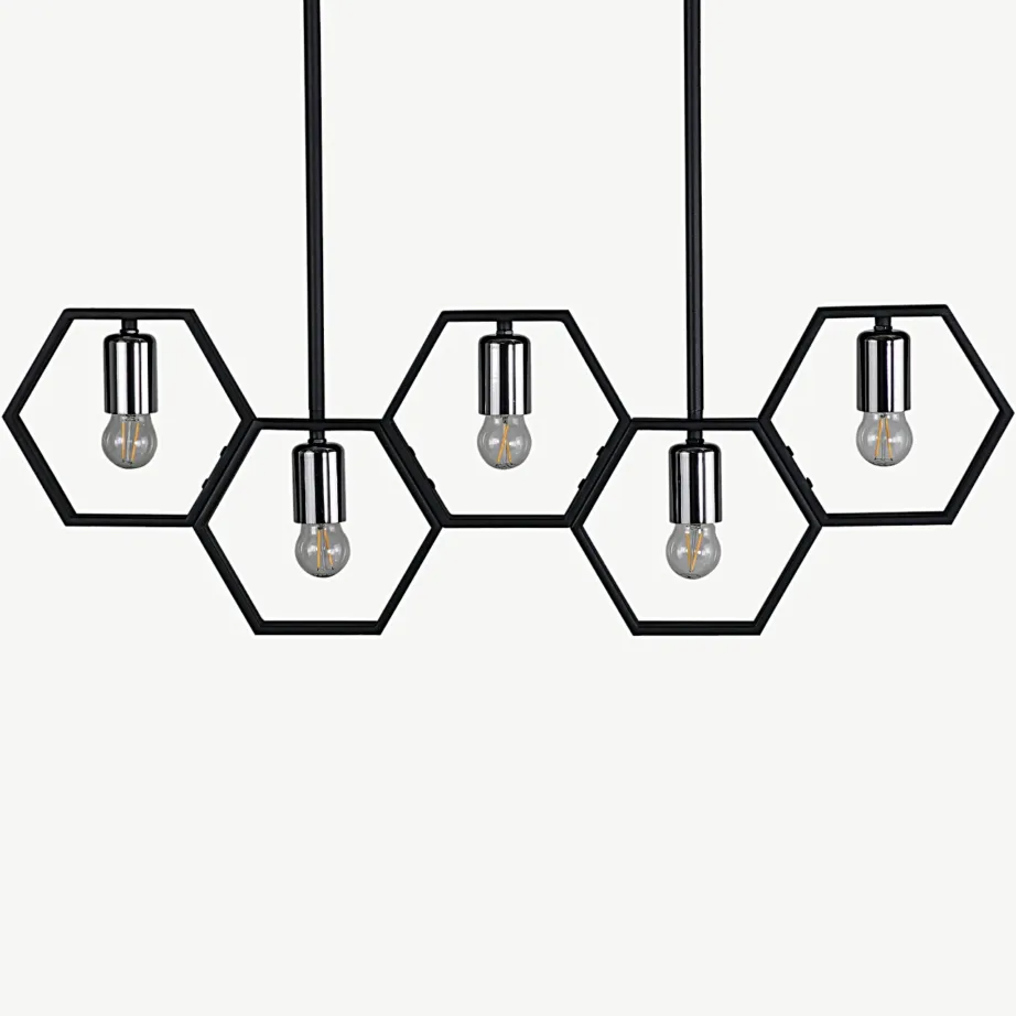 Queen B mustast terasest rippvalgusti, 4 valgusallikaga, L80 cm, 15510-888 – 3