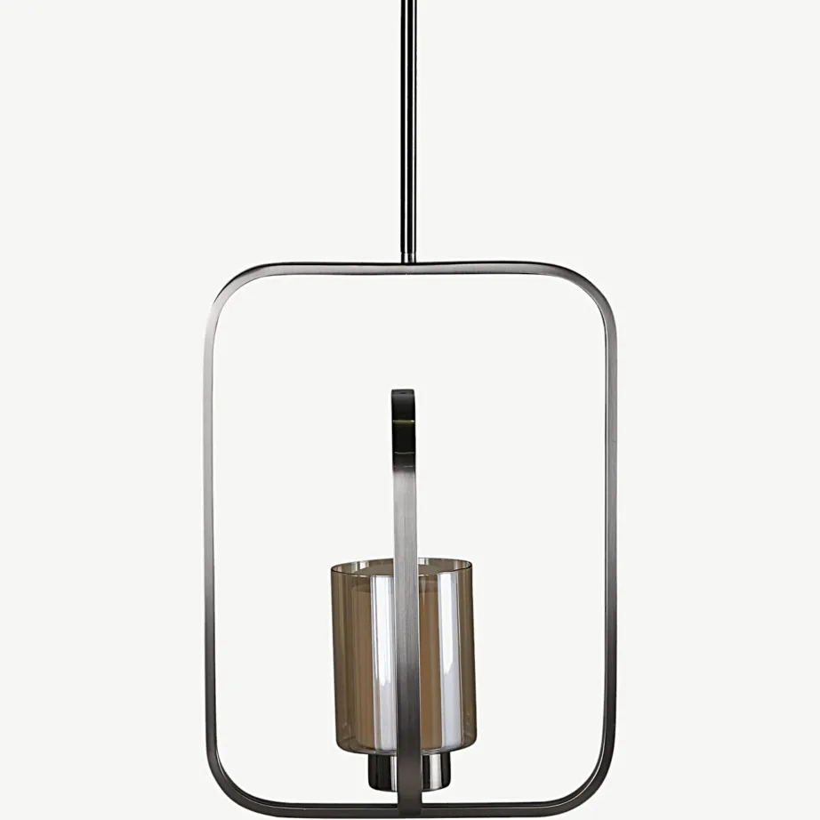 Hõbedase viimistlusega terasest rippvalgusti Aludra klaaskattega, 46 cm, 15511-805 – 2