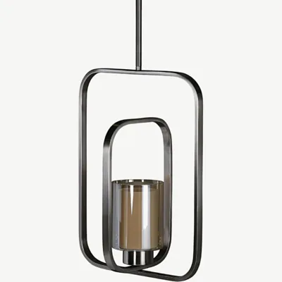 Hõbedase viimistlusega terasest rippvalgusti Aludra klaaskattega, 46 cm - 15511-805