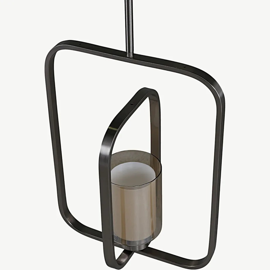 Hõbedase viimistlusega terasest rippvalgusti Aludra klaaskattega, 46 cm, 15511-805 – 5