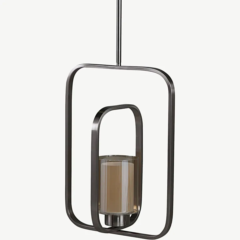 Hõbedase viimistlusega terasest rippvalgusti Aludra klaaskattega, 46 cm - 15511-805