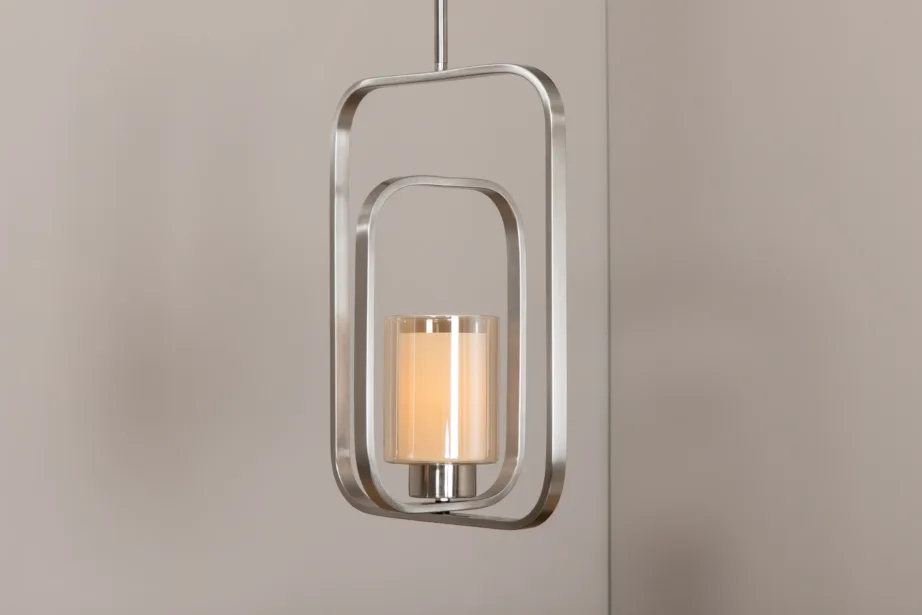 Hõbedase viimistlusega terasest rippvalgusti Aludra klaaskattega, 46 cm, 15511-805 – 11