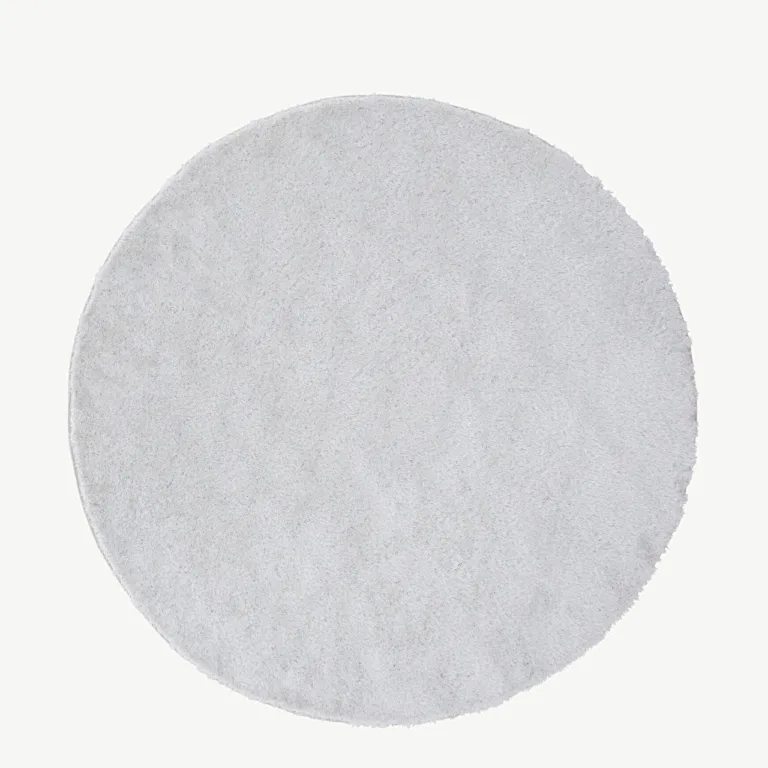 Ümmargune valge kõrge karvaga vaip Mattis, ø200 cm (polüester-puuvill) - 15512-300