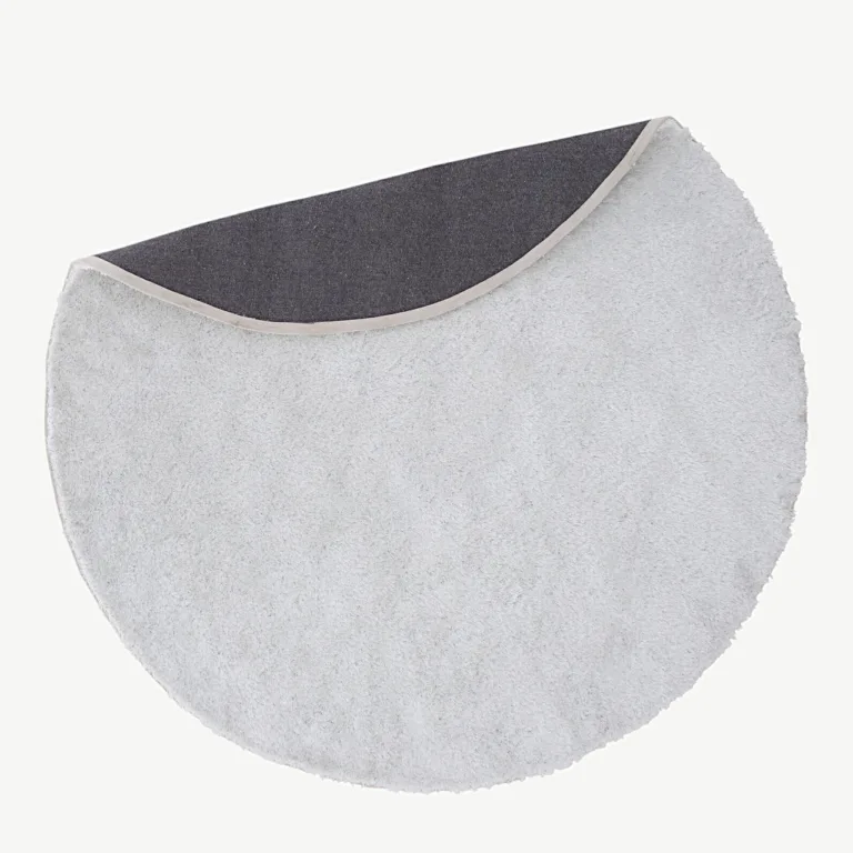 Ümmargune valge kõrge karvaga vaip Mattis, ø200 cm (polüester-puuvill) - 15512-300