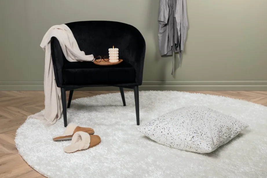 Ümmargune valge kõrge karvaga vaip Mattis, ø200 cm (polüester-puuvill), 15512-300 – 3