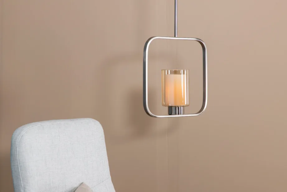 Hõbedase viimistlusega terasest rippvalgusti Aludra klaaskupliga, 15512-805 – 8