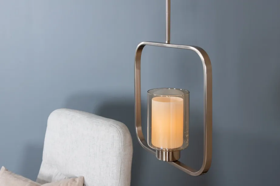 Hõbedase viimistlusega terasest rippvalgusti Aludra klaaskupliga, 15512-805 – 10