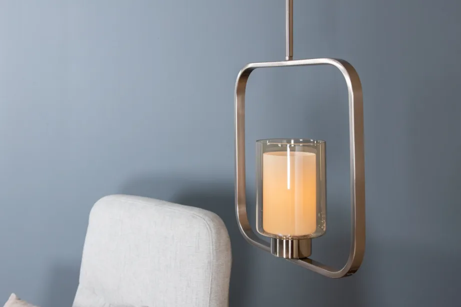 Hõbedase viimistlusega terasest rippvalgusti Aludra klaaskupliga, 15512-805 – 11