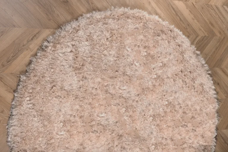 Natta ümmargune beež kõrge karvaga vaip (ø200 cm, polüester-puuvill) - 15515-350
