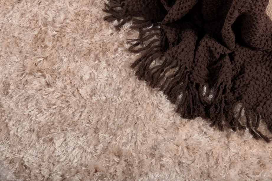 Natta ümmargune beež kõrge karvaga vaip (ø200 cm, polüester-puuvill), 15515-350 – 4