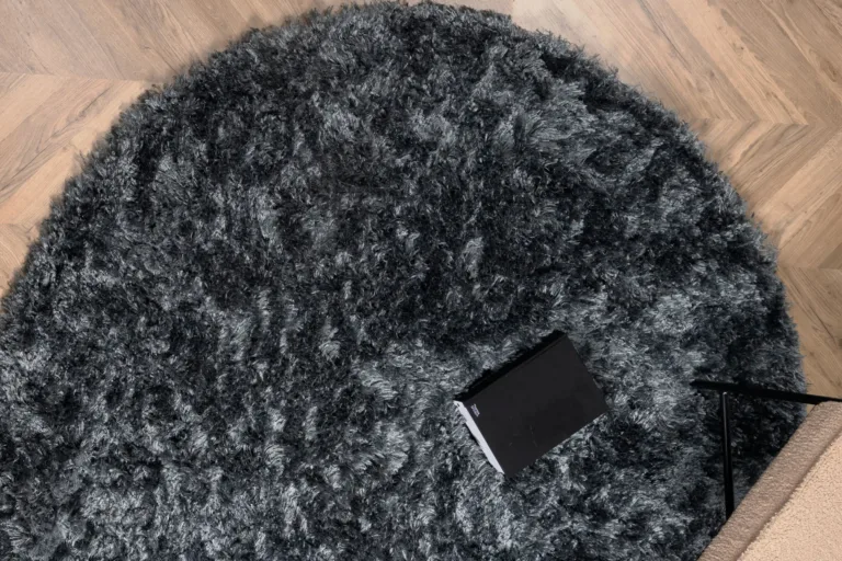 Natta ümmargune kõrge karvaga roheline vaip (ø200 cm, polüester-puuvill) - 15515-354