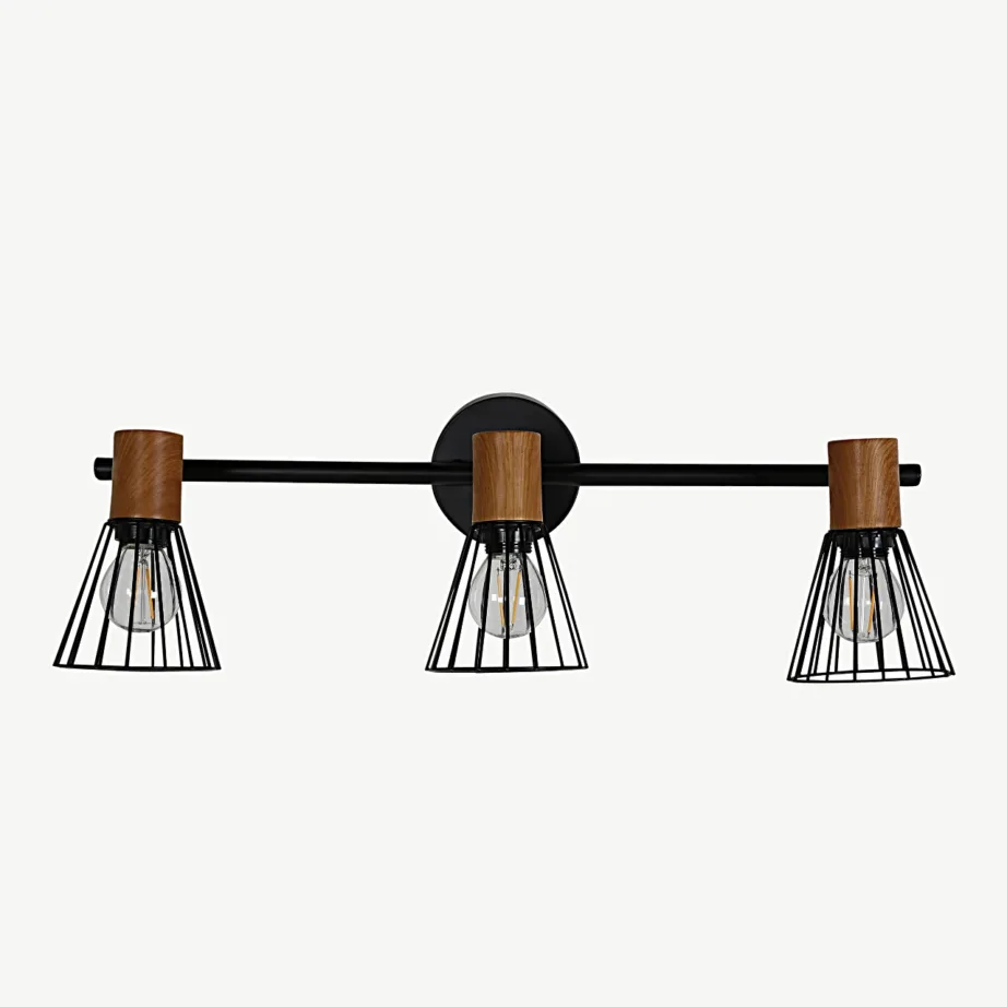 Reguleeritav must seinavalgusti Atticus, 3 lambipesaga, terastraadist varjundid ja pähklivärvi detailid, 15515-888 – 2