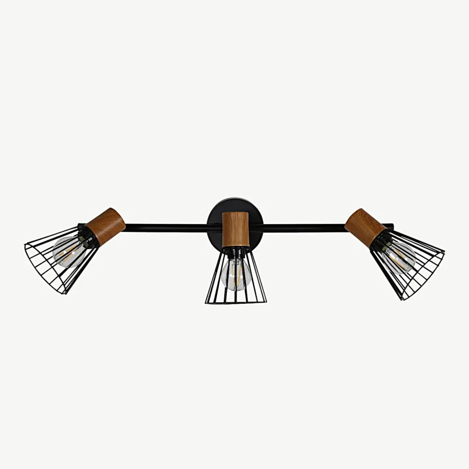 Reguleeritav must seinavalgusti Atticus, 3 lambipesaga, terastraadist varjundid ja pähklivärvi detailid, 15515-888 – 3