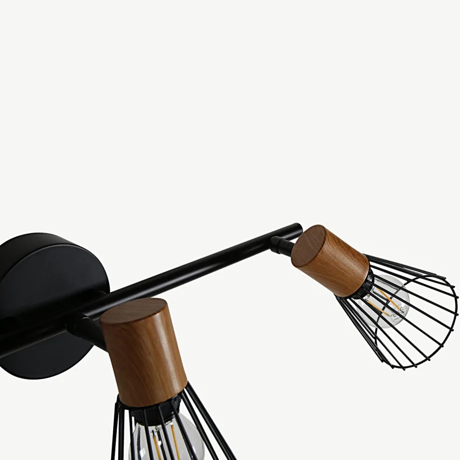 Reguleeritav must seinavalgusti Atticus, 3 lambipesaga, terastraadist varjundid ja pähklivärvi detailid, 15515-888 – 4