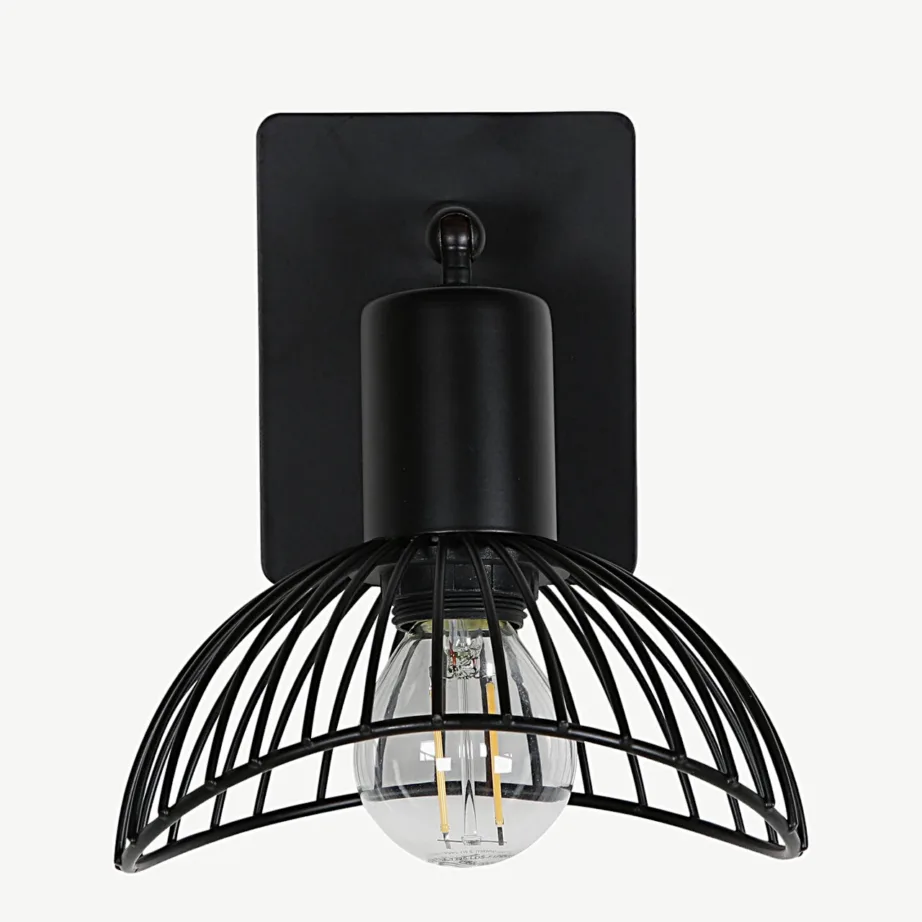 Mustast terasest võrekuppliga seinalamp Elsa, 18,5 cm, 15520-888 – 2