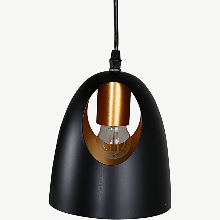 Kolmekohaline musta ja vasetooniga rippvalgusti Elda (teraskorpus, põhjamaine disain), 15533-888 – 3