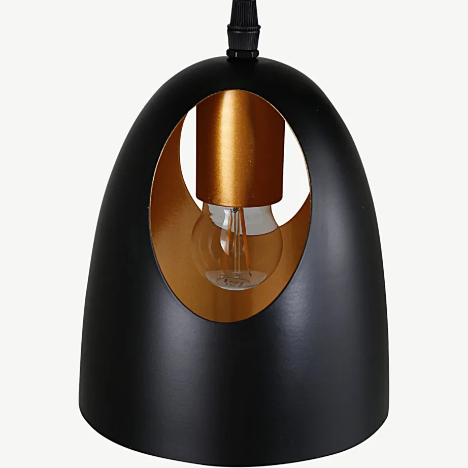 Kolme valgusallikaga musta tooniga rippvalgusti Elda vaskse sisemusega, terasest, 15534-888 – 3