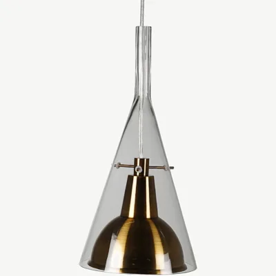 Klaasist rippvalgusti Sirius kuldse alumiiniumkupliga, ø 25 cm - 15537-708