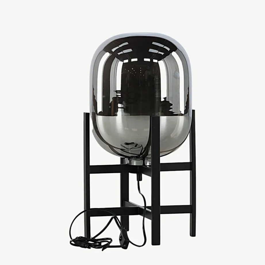 Altair laualamp, mustast terasest, peegeldusefektiga klaaskuppel, 45 cm, 15541-708 – 3