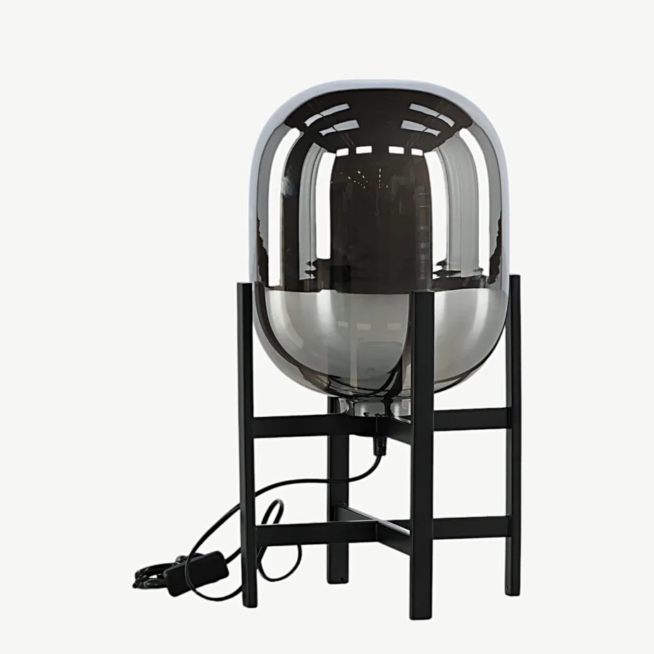 Altair laualamp, mustast terasest, peegeldusefektiga klaaskuppel, 45 cm, 15541-708 – 5