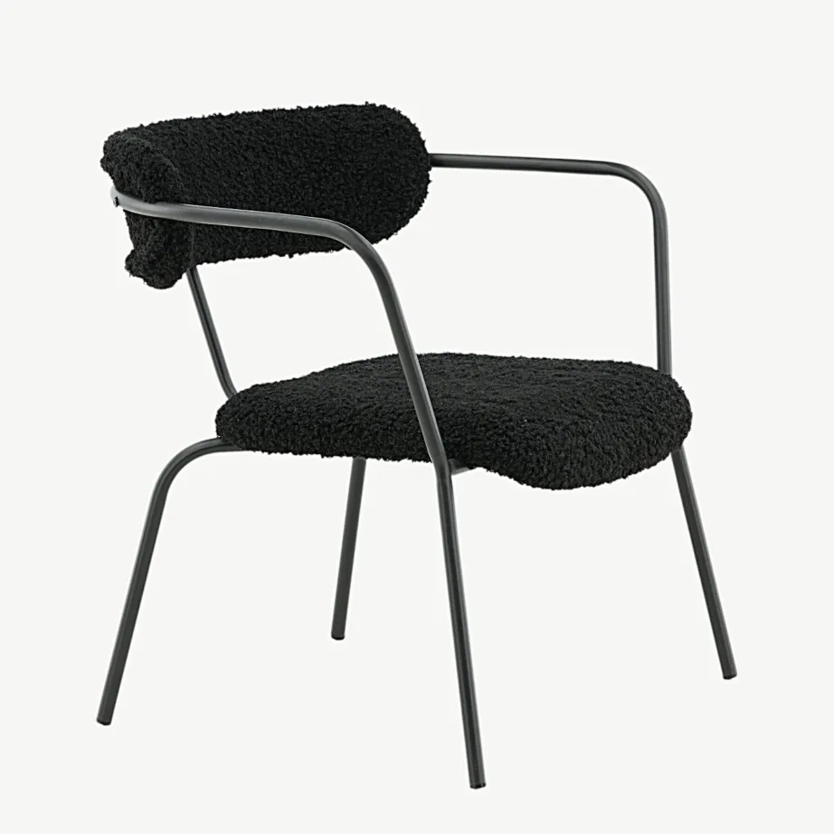 Mustast buklee-kangast tugitool Duffy, pulbervärvitud terasraamil, 15546-445 – 3