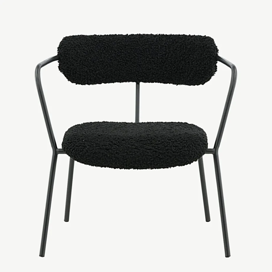 Mustast buklee-kangast tugitool Duffy, pulbervärvitud terasraamil, 15546-445 – 4