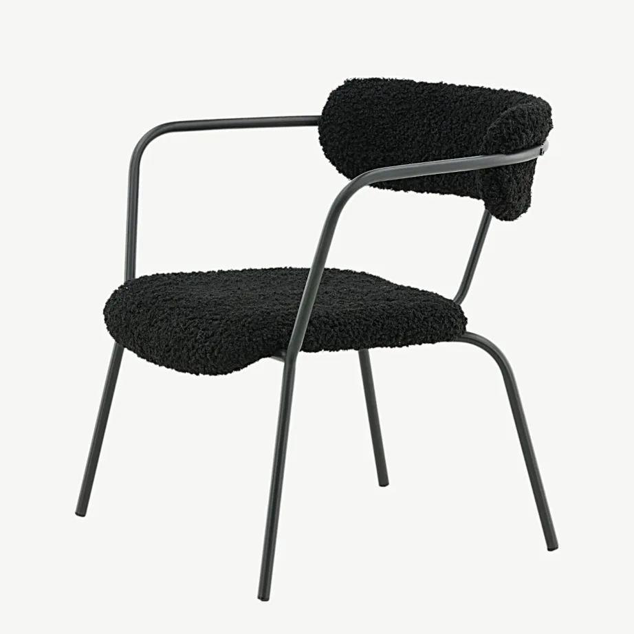 Mustast buklee-kangast tugitool Duffy, pulbervärvitud terasraamil, 15546-445 – 6