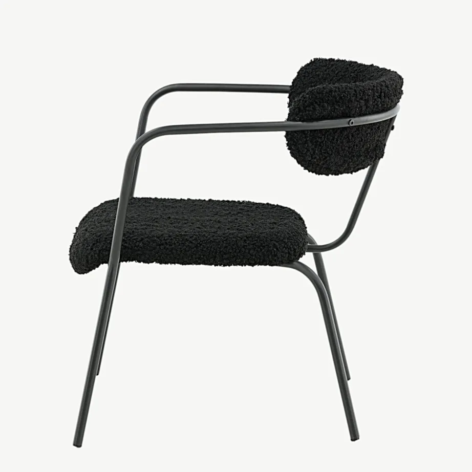 Mustast buklee-kangast tugitool Duffy, pulbervärvitud terasraamil, 15546-445 – 7