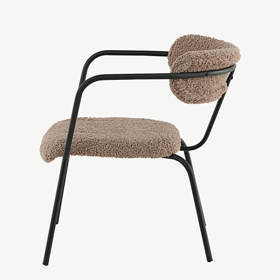 Pruuni buklee-kattega tugitool musta metallraamiga Duffy, 15546-447 – 6