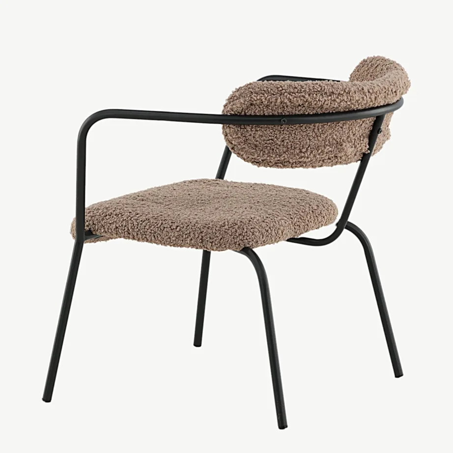 Pruuni buklee-kattega tugitool musta metallraamiga Duffy, 15546-447 – 7