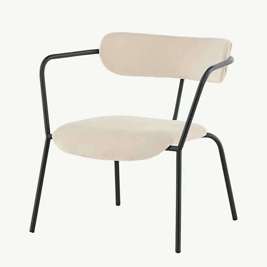 Beež velvetkangaga tugitool musta raamiga Duffy, 15546-880 – 5