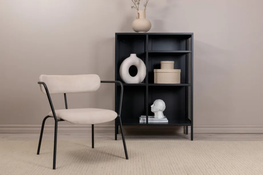 Beež velvetkangaga tugitool musta raamiga Duffy, 15546-880 – 8