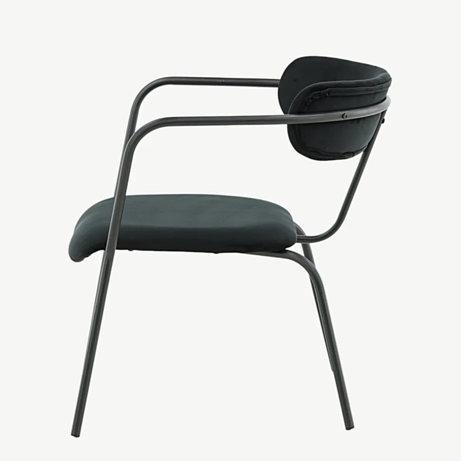 Mustast sametist polsterdusega tugitool Duffy (pulbervärvitud terasraam), 15546-888 – 7