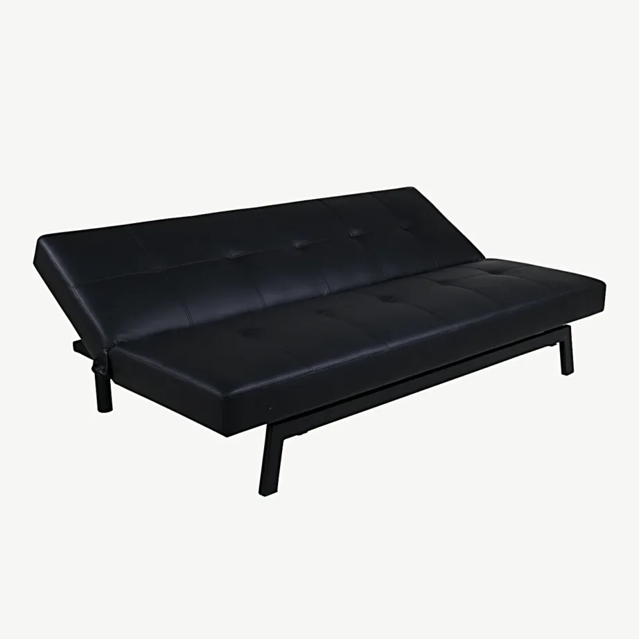 Lahtikäiv mustast kunstnahast diivanvoodi Bodil terasjalgadega, 15549-288 – 3