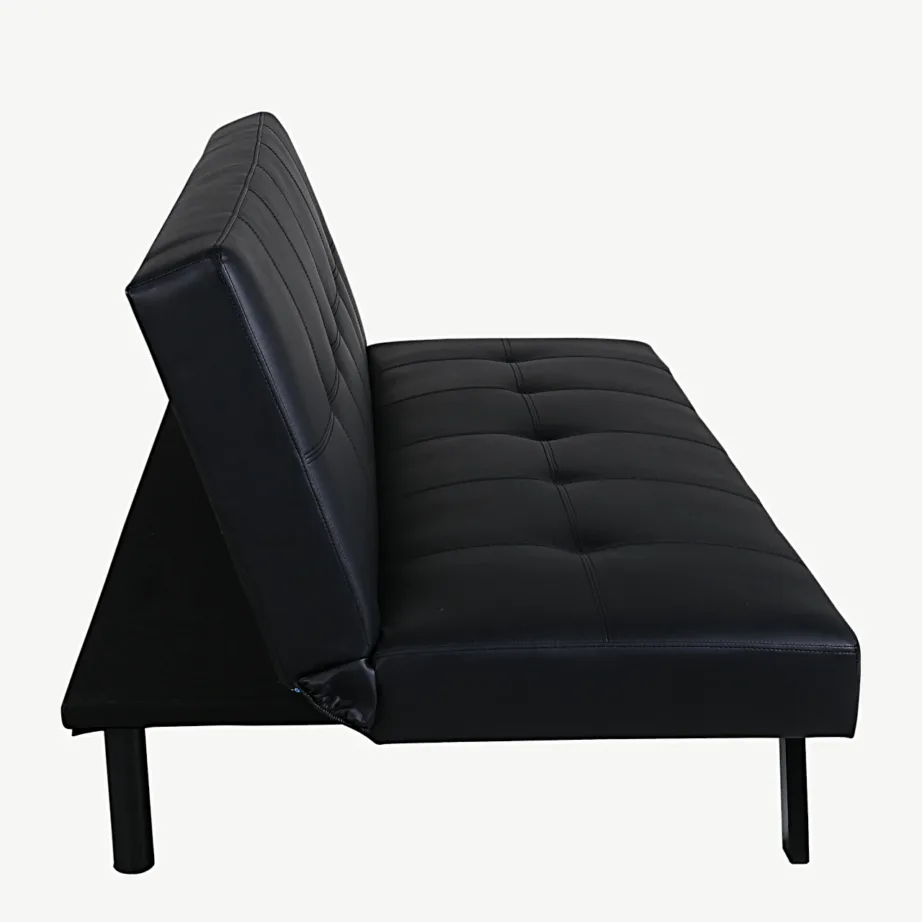 Lahtikäiv mustast kunstnahast diivanvoodi Bodil terasjalgadega, 15549-288 – 5