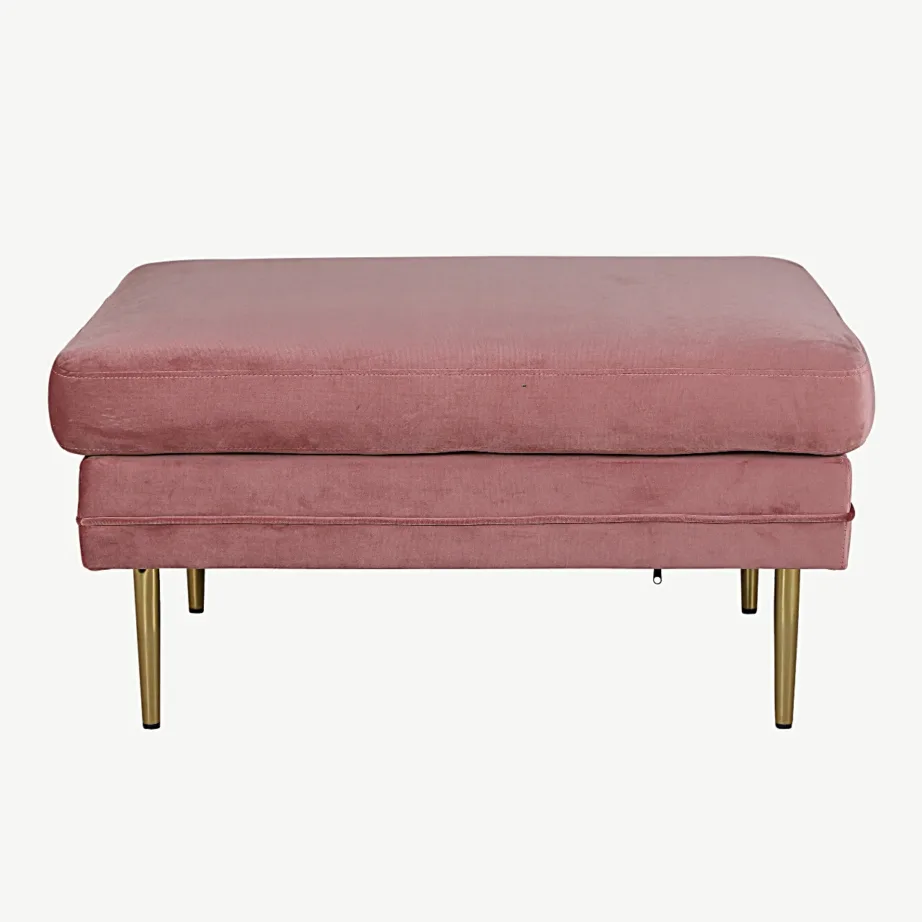 Roosa sametist ottoman Boom kuldsete terasjalgadega, 15550-989 – 2