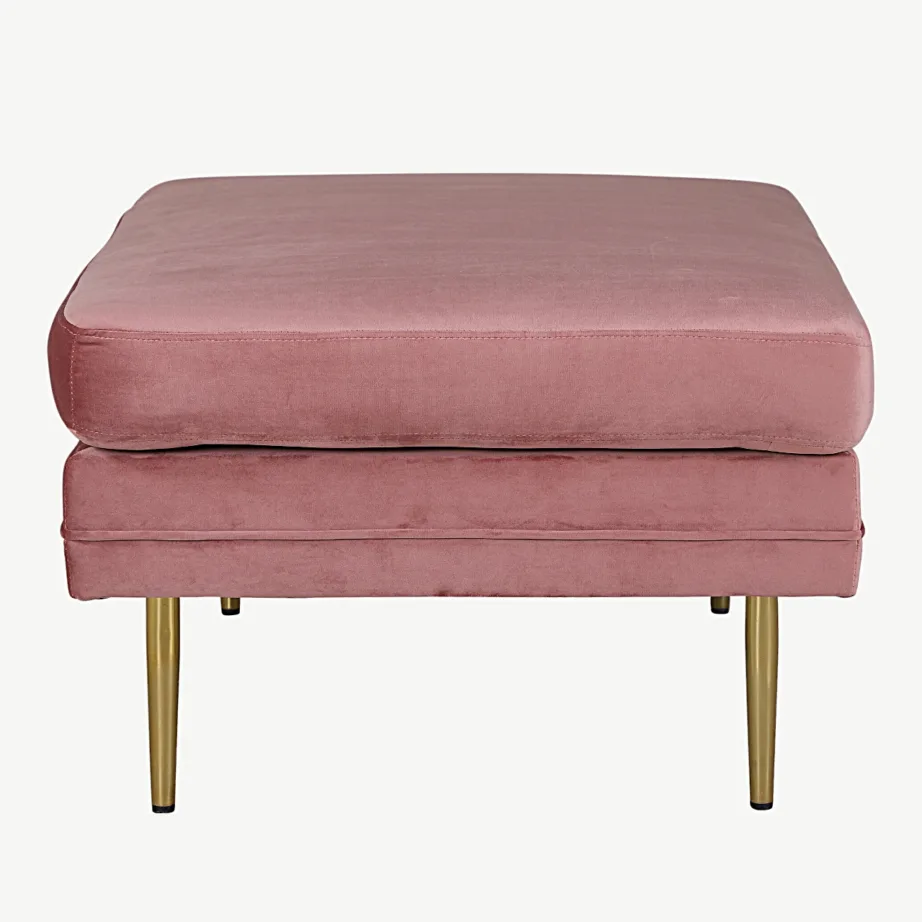 Roosa sametist ottoman Boom kuldsete terasjalgadega, 15550-989 – 3