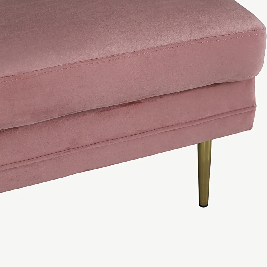 Roosa sametist ottoman Boom kuldsete terasjalgadega, 15550-989 – 4