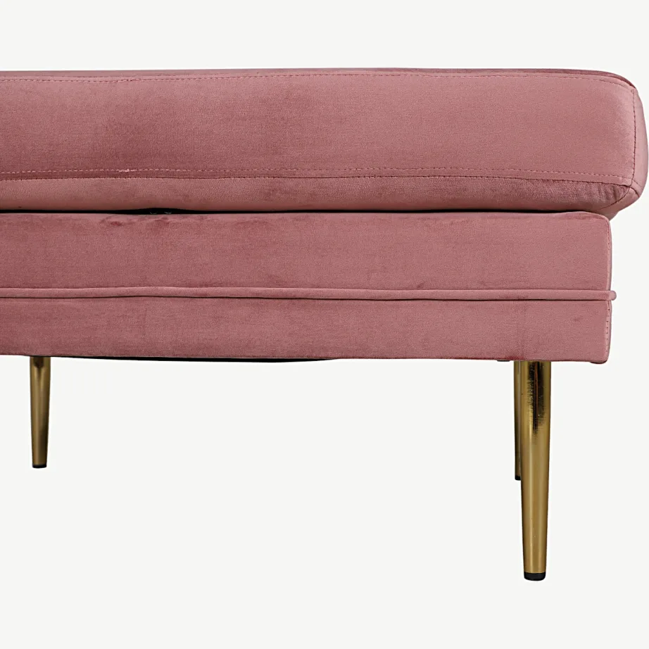 Roosa sametist ottoman Boom kuldsete terasjalgadega, 15550-989 – 5