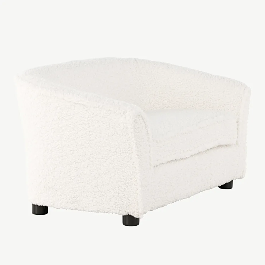 Laste tugitool Måna Kids valgest buklee-kangast, mustade plastikjalgadega, 15551-000 – 3