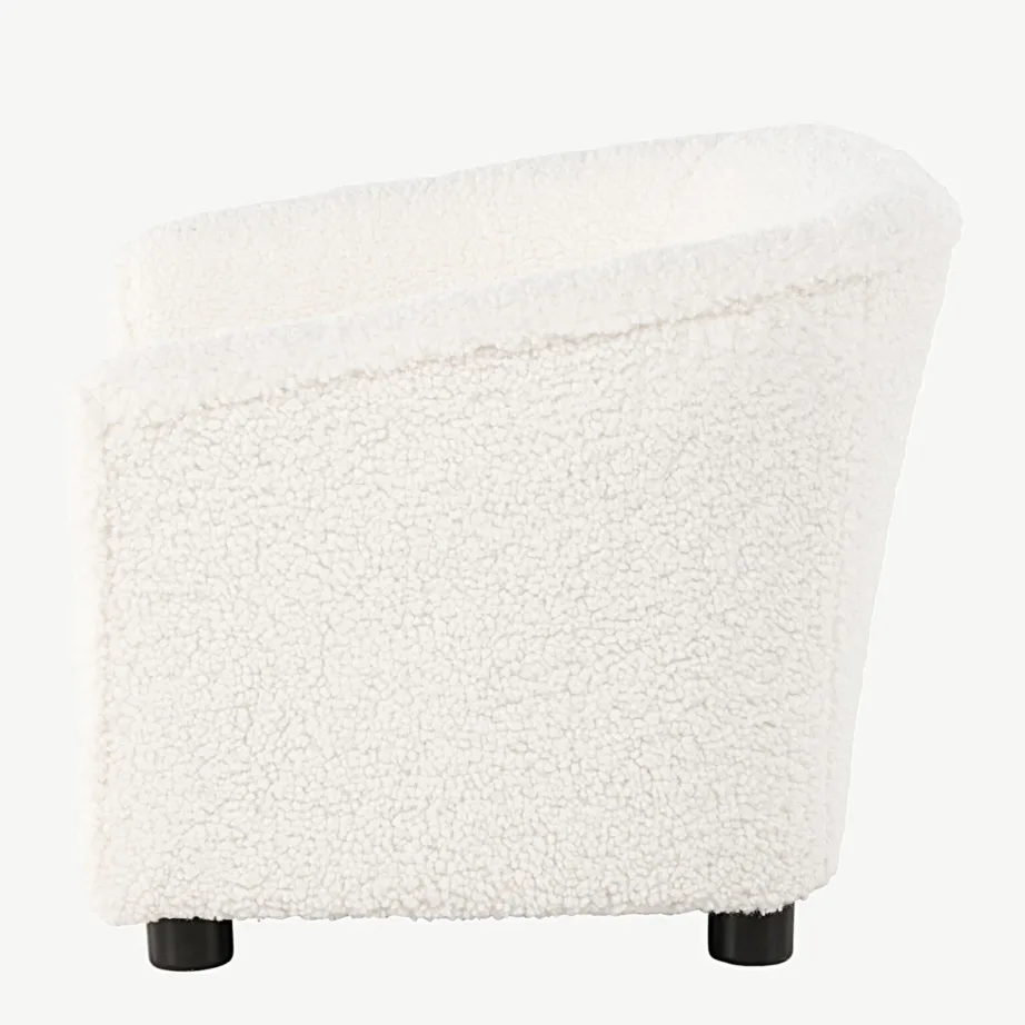 Laste tugitool Måna Kids valgest buklee-kangast, mustade plastikjalgadega, 15551-000 – 7